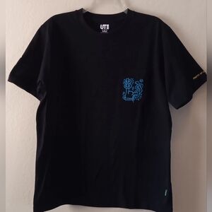 Keith Haring "Party of Life U" Pocket Tee T-shirt L Black Uniqlo